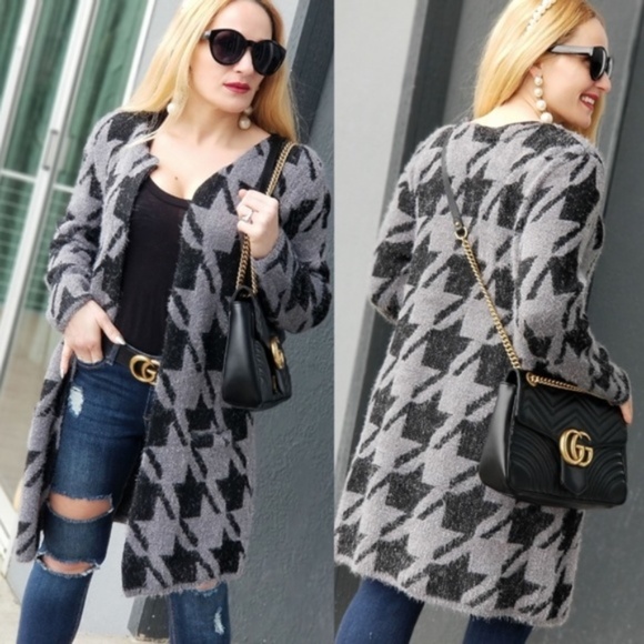 MODA ME COUTURE Sweaters - LAST CHANCE Houndstooth Cardigan Sweater